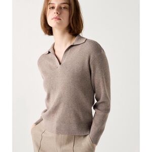 Uniqlo Washable Knit Ribbed Polo Sweater